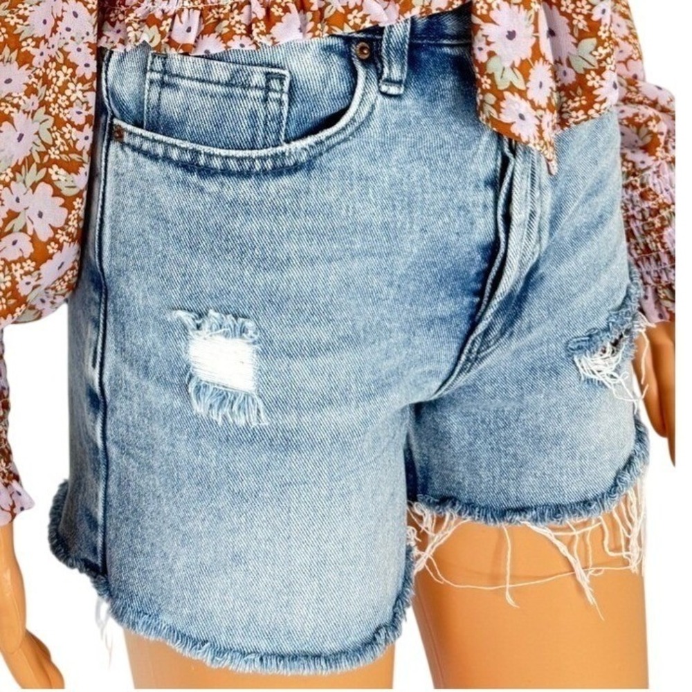 PacSun 90s Girlfriend High Waisted Distressed Size S Denim Shorts Light Wash S - Picture 3 of 13